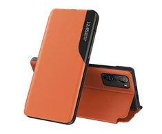 Hurtel Eco Leather View dėklas skirtas Xiaomi Redmi K40 Pro+ / K40 Pro / K40 / Poco F3, oranžinis