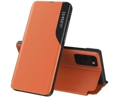 Hurtel Eco Leather View dėklas skirtas Samsung Galaxy A72 4G, oranžinis