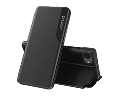 Hurtel Eco Leather View dėklas elegant dėklas su flap and stand skirtas Apple iPhone 16e – juodos spalvos