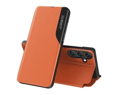Hurtel Eco Leather View Case elegant su piniginės ir stovelio funkcionalumu Samsung Galaxy A36 – dėklas telefonui oranžinės spalvos