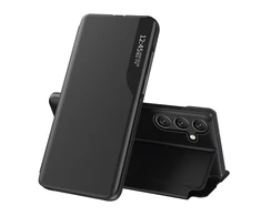 Hurtel Eco Leather View Case Samsung Galaxy S24 FE dėklas telefonui juodos spalvos