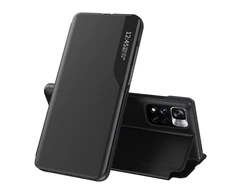 Hurtel Eco Leather View dėklas skirtas Xiaomi Redmi Note 11 Pro+ 5G (China) / 11 Pro 5G (China) / Mi11i HyperCharge / Poco X4 NFC 5G, juodas