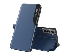Hurtel Eco Leather View dėklas skirtas Samsung Galaxy S22 + (S22 Plus), mėlynas
