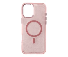 Hurtel Glitter dėklas su MagSafe skirtas Apple iPhone 16e – rožinės spalvos