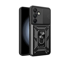 Hurtel Hybrid Armor Camshield su stoveliu ir kameros dangteliu Samsung Galaxy A56 – dėklas telefonui juodos spalvos