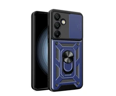 Hurtel Hybrid Armor Camshield su stoveliu ir kameros dangteliu Samsung Galaxy A56 – dėklas telefonui mėlynos spalvos