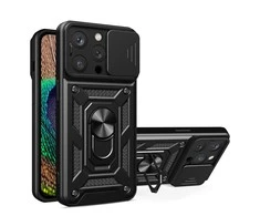 Hurtel Hybrid Armor Camshield dėklas skirtas iPhone 14 Pro Max, juodas