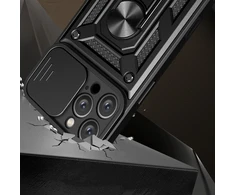 Hurtel Hybrid Armor Camshield Apple iPhone 16 Pro Camera Cover and Stand – dėklas telefonui juodos spalvos
