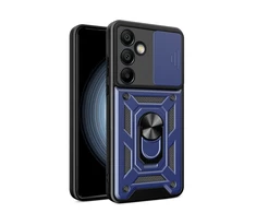 Dėklas Hurtel Hybrid Armor Camshield Samsung Galaxy S24 FE – dėkals telefonui mėlynos spalvos