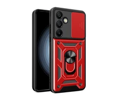Hurtel Hybrid Armor Camshield Samsung Galaxy S24 FE – dėklas telefonui raudonos spalvos