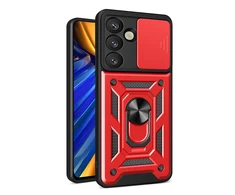 Hurtel Hybrid Armor Camshield Samsung Galaxy S25 – dėklas telefonui raudonos spalvos