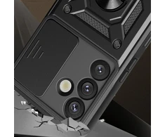 Hurtel Hybrid Armor Camshield Samsung Galaxy S25 Plus – dėklas telefonui juodos spalvos