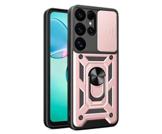 Hurtel pancerne Hybrid Armor Camshield Samsung Galaxy S25 Ultra – dėklas telefonui rožinės spalvos