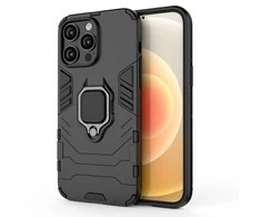 Hurtel Ring Armor dėklas telefonui Apple iPhone 14 Pro Max armored magnetic holder ring juodos spalvos