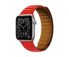 Hurtel Magnetic apyrankė laikrodžiui Apple Watch 7/8/9 41mm Magnetic Wristband Bracelet Bracelet raudonos spalvos