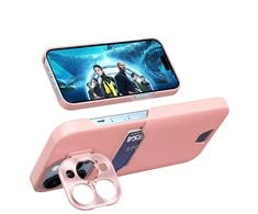 Hurtel Leather Samsung Galaxy S23 Card Wallet Stand dėklas telefonui rožinės spalvos