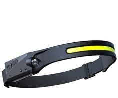 Hurtel LED priekinis žibintas su IPX4 judesio jutikliu USB-C 1200 mAh - juodas