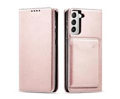 Hurtel Magnet Card dėklas skirtas Samsung Galaxy S22 + (S22 Plus), rožinis