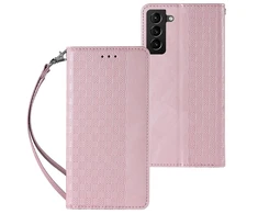 Hurtel Magnet Strap dėklas su dirželiu skirtas Samsung Galaxy S22 + (S22 Plus), rožinis