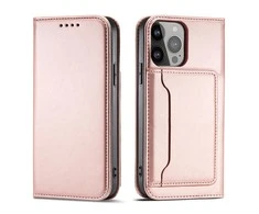 Hurtel Magnet Card dėklas skirtas iPhone 14 Pro Max, rožinis