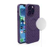 Hurtel MagSafe Woven Apple iPhone 15 – dėklas telefonui violetinės spalvos