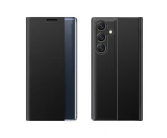 Hurtel New Sleep dėklas dėklas su Flip and Stand skirtas Samsung Galaxy S25 Edge – juodos spalvos