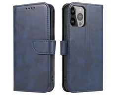 Hurtel Wallet su stoveliu Apple iPhone 15 Magnet - dėklas telefonui mėlynos spalvos