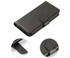 Hurtel Wallet su stoveliu Apple iPhone 15 Pro Magnet – dėklas telefonui juodos spalvos