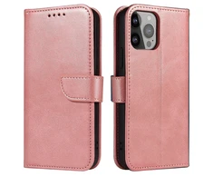 Hurtel Wallet su stoveliu Apple iPhone 15 Pro Magnet – dėklas telefonui rožinės spalvos