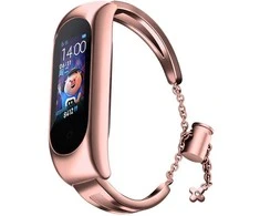 Hurtel Išmaniosios apyrankės Xiaomi Mi 2/3/4/5/6 metalinis dirželis, Rožinės spalvos