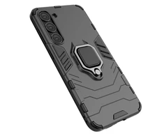 Hurtel Ring Armor case Samsung Galaxy S23+ armored cover magnetic holder ring dėklas telefonui juodos spalvos