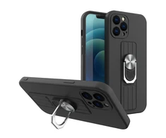 Hurtel Ring silikoninis dėklas skirtas Samsung Galaxy A22 4G, juodas