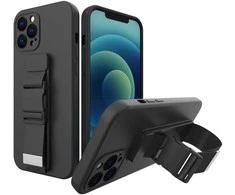 Hurtel Rope dėklas su dirželiu skirtas iPhone 13 mini, juodas