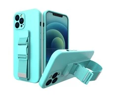 Hurtel Rope dėklas su dirželiu skirtas iPhone 12, šviesiai mėlynas