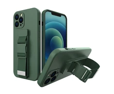 Hurtel Rope dėklas su dirželiu skirtas iPhone 12 Pro Max, tamsiai žalias