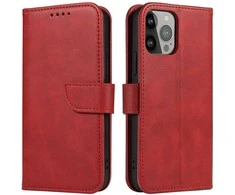 Dėklas Hurtel Magnet Samsung Galaxy S23 Ultra flip cover wallet stand raudonos spalvos