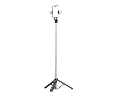 Hurtel Asmenukių lazda WC13YDS telescopic tripod 1.3m with double lamp and phone holder – juodos spalvos