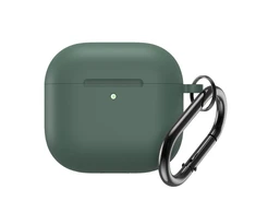 Hurtel Silikoninis dėklas skirtas Airpods 4 su karabinu - žalios spalvos