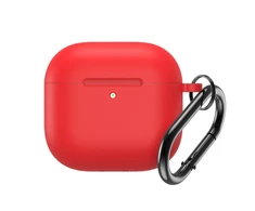 Hurtel Silikoninis dėklas skirtas Airpods 4 su karabinu - raudonos spalvos