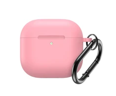 Hurtel Silikoninis dėklas skirtas Airpods 4 su karabinu - rožinės spalvos