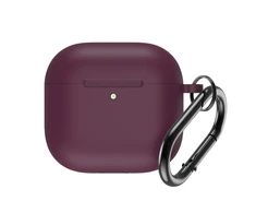 Hurtel Silikoninis dėklas skirtas Airpods 4 su karabinu - Burgundy