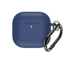 Hurtel Silikoninis dėklas skirtas Airpods 4 su karabinu - mėlynos spalvos