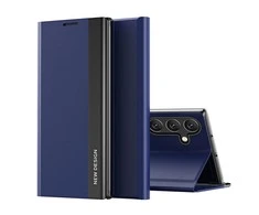 Hurtel Sleep Pro Samsung Galaxy A24 4G atverčiamas su stoveliu dėklas telefonui mėlynos spalvos
