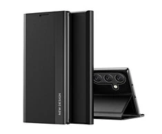 Hurtel Sleep Pro Samsung Galaxy A24 4G atverčiamas su stoveliu dėklas telefonui juodos spalvos