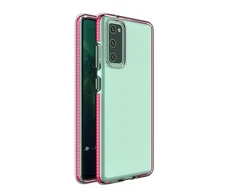 Hurtel Spring dėklas su spalvotu rėmeliu skirtas Samsung Galaxy A02s EU, tamsiai rožinis