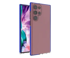 Hurtel Spring dėklas su spalvotu rėmeliu skirtas Samsung Galaxy S22 Ultra, tamsiai mėlynas