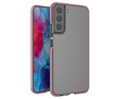 Hurtel Spring dėklas su spalvotu rėmeliu skirtas Samsung Galaxy S22 + (S22 Plus), šviesiai rožinis