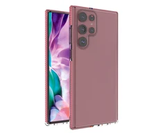 Hurtel Spring dėklas su spalvotu rėmeliu skirtas Samsung Galaxy S22 Ultra, šviesiai rožinis