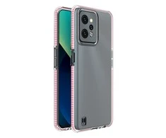 Hurtel Spring dėklas su spalvotu rėmeliu skirtas Realme C31, šviesiai rožinis