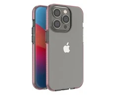 Hurtel Spring dėklas su spalvotu rėmeliu skirtas iPhone 14 Pro, šviesiai rožinis